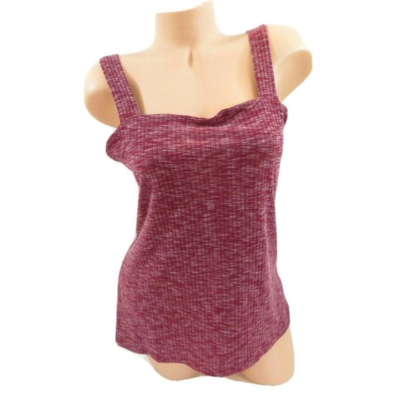 Bobeau Knit Tank Top Square Neck Red White Marled - Picture 1 of 10